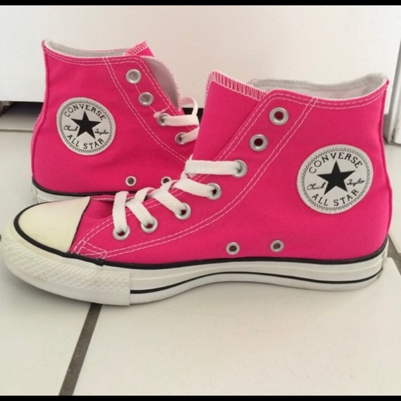 dark pink high top converse
